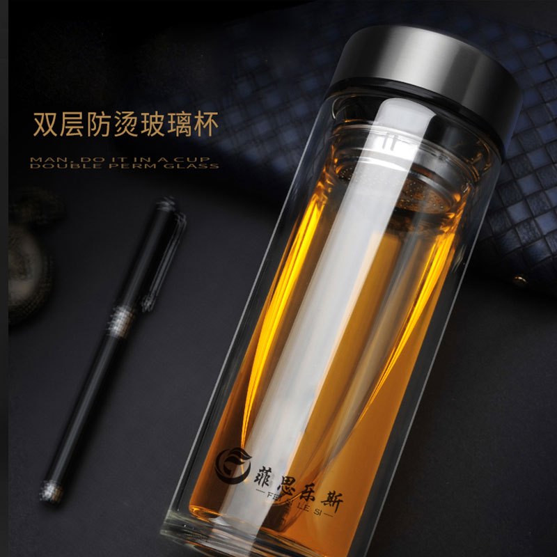 典雅双层水晶底玻璃杯