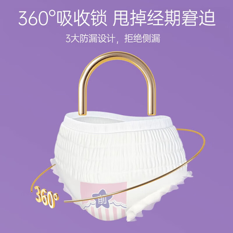 自由点超薄安心裤 L-XXL大码裤型卫生巾130-180斤可穿透气安全裤4包12条[品牌直供 安心品质]高清大图