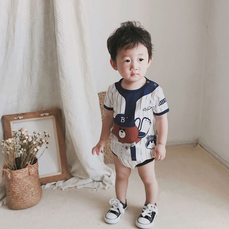 2018新款儿童夏装套装男童运动套装宝宝球服棒球服婴幼儿外出服