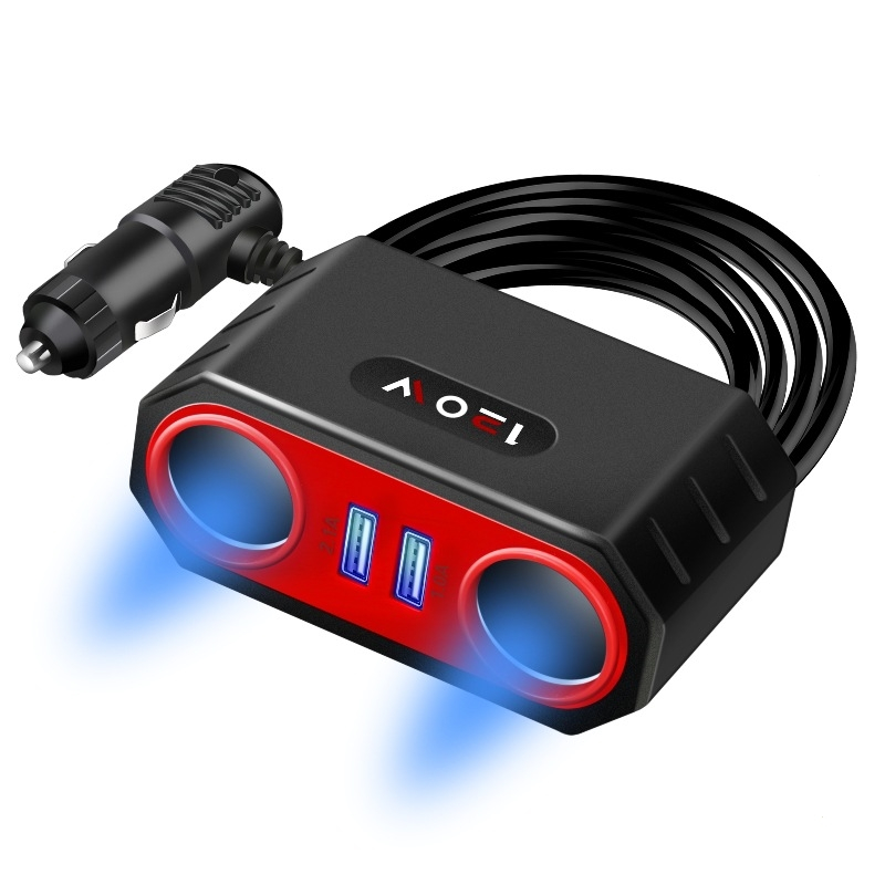 QC3.0超级快充1分2车载充电器闪电客点烟器汽车1分3一拖三手机充电USB