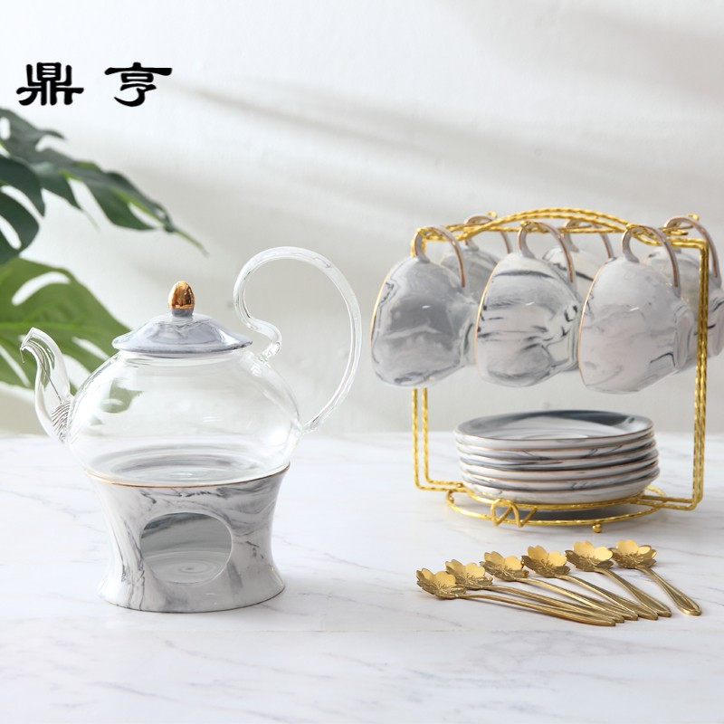 鼎亨北欧花茶杯套装煮水果茶具下午茶玻璃壶茶具家用透明耐热蜡烛