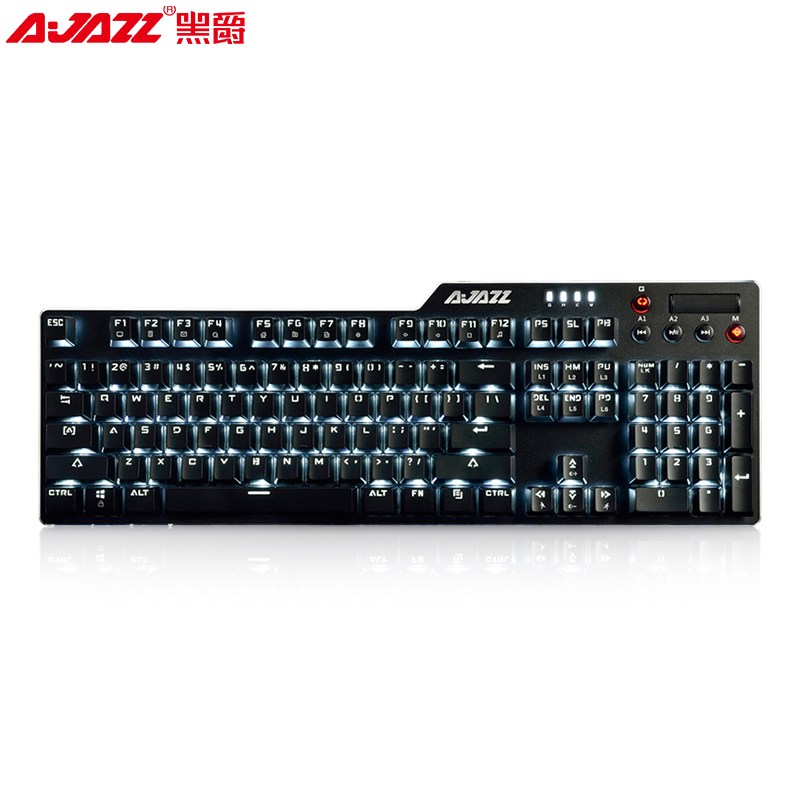 黑爵(AJAZZ)刺客Ⅱ合金AK35I机械键盘 有线机械键盘 永劫无间游戏机械键盘 旋钮 白色背光 吃鸡键盘 黑色 黑轴高清大图