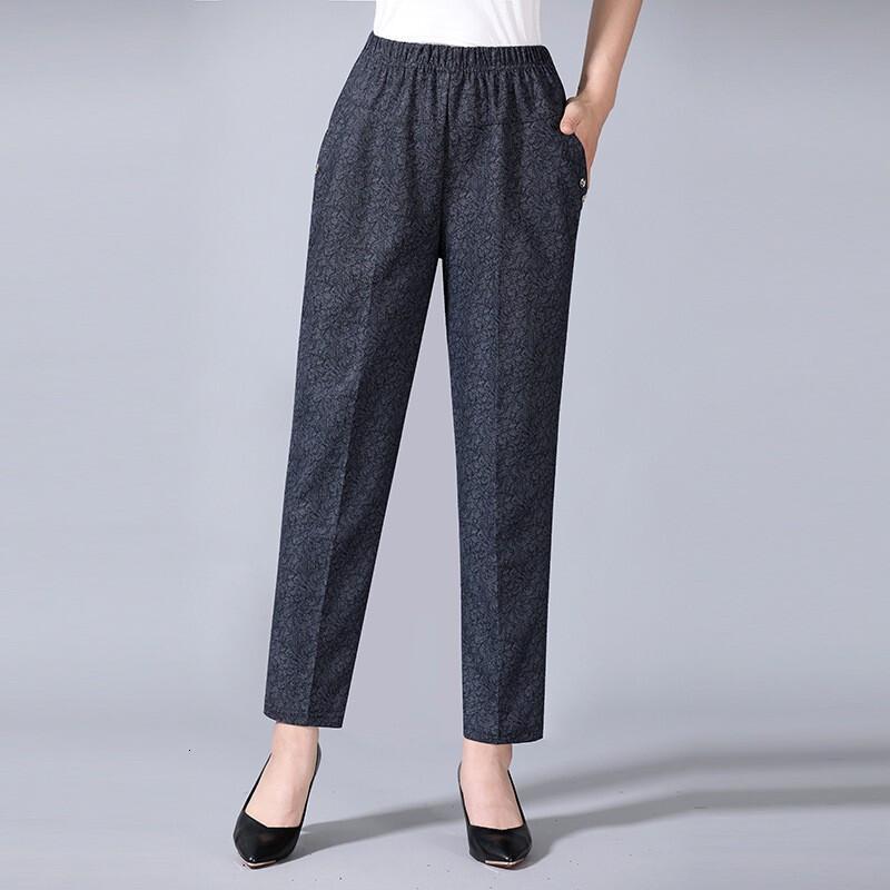 奶奶装裤子春装妈妈休闲裤女新款松紧高腰弹力中老年女装老太太