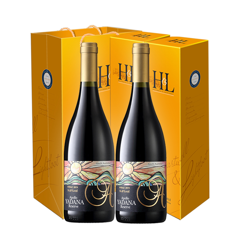 澳洲进口红酒 雅典娜阳光珍藏西拉干红葡萄酒 750ml*2瓶 双支礼盒装