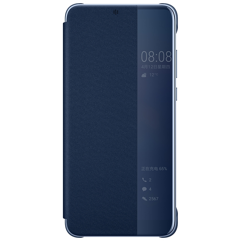 华为(HUAWEI)P20 Pro手机壳原装翻盖智能休眠开窗保护套P20 Pro防摔全包手机套皮套保护套 深蓝