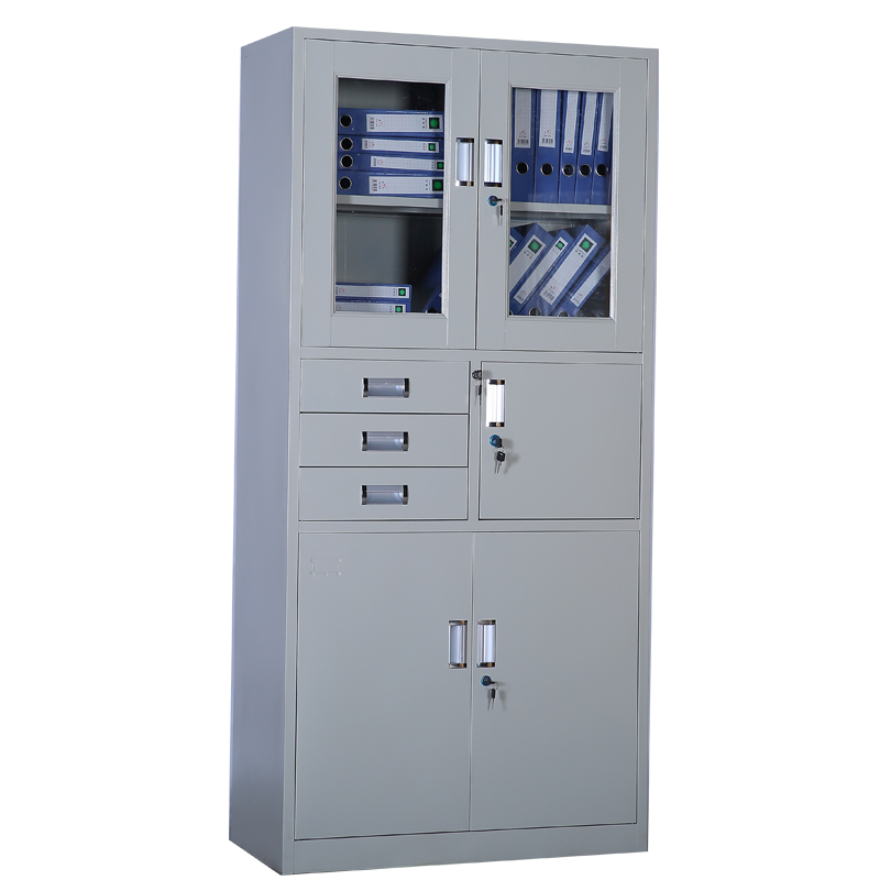 东业家具 钢制柜文件柜铁皮文件柜HG02G偏三斗内保柜850*390*1800高清大图