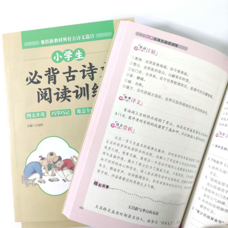 小学生必背古诗文阅读训练一年级 小学通用 [正版]小学生必背古诗文阅读训练 一二三四五六年级 囊括所有古诗文篇目扫码听朗