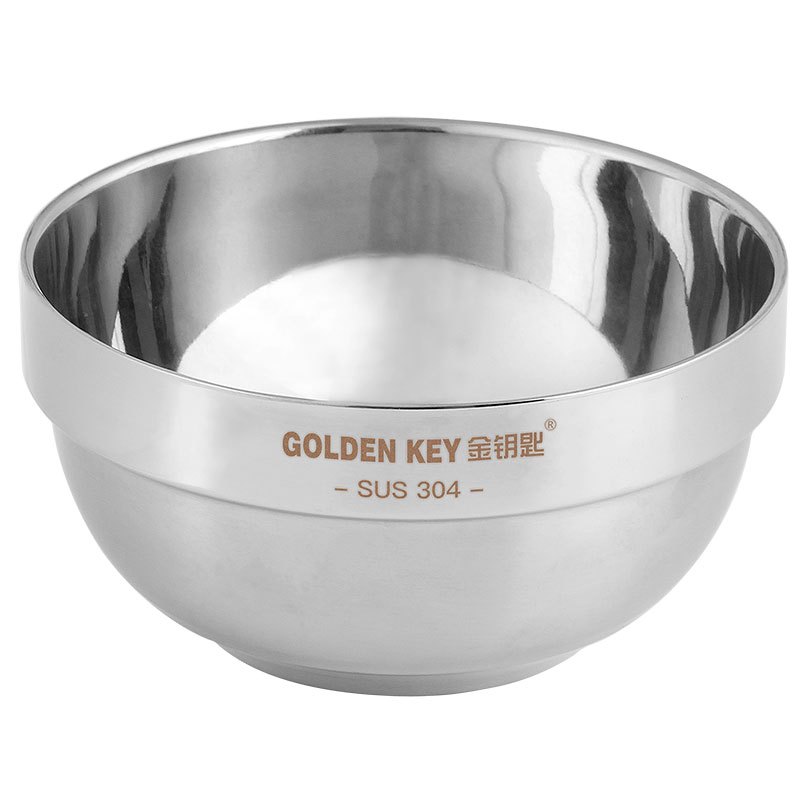 金钥匙(GOLDEN KEY) GK-140K 304不锈钢碗 至尚14cm双层加厚隔热 耐摔耐用 成人饭碗