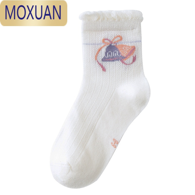 MOXUAN儿童袜子春夏季薄款宝宝女童白色袜网眼透气小学生中筒袜