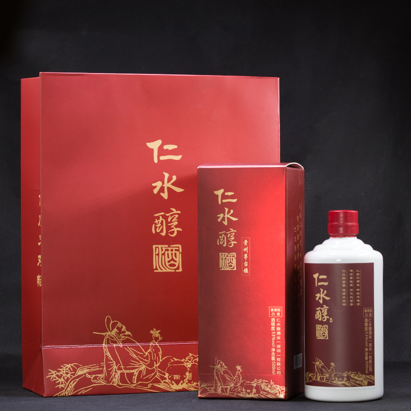 仁水醇 十年精品 白酒 酱香型 53度 500ml 大曲酱香