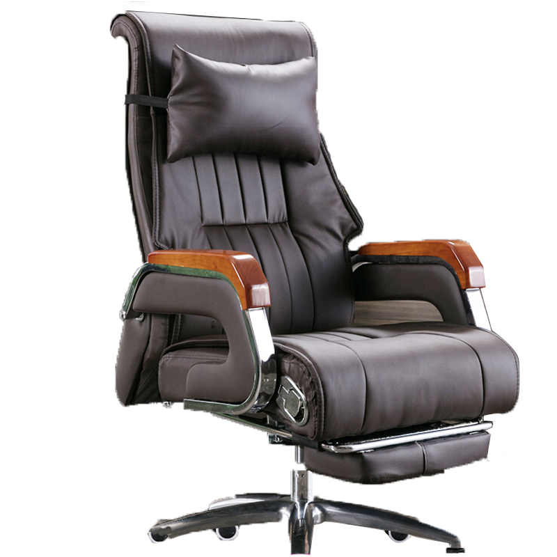 隆博盛景真皮可躺老板椅实木牛皮大班椅升降转椅视频
