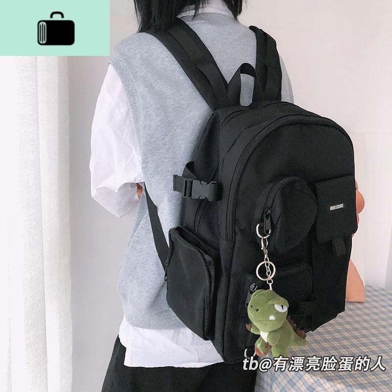 ins日系原宿古着感书包女暗黑风潮牌学生学院风高中双肩包背包NEW LAKE高清大图