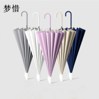 梦惜 半自动钢骨玻纤伞架 碰击布 皮质直柄雨伞 YF-L2023003/把