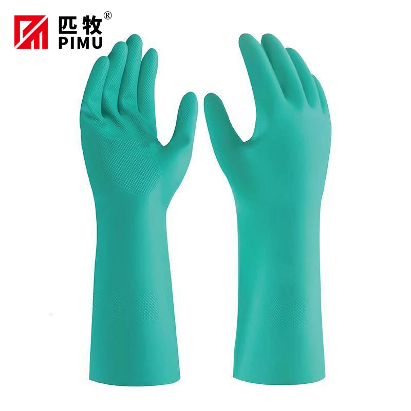 匹牧 37-176-8 橡胶手套 丁晴橡胶绿色耐油-M 单位:双高清大图