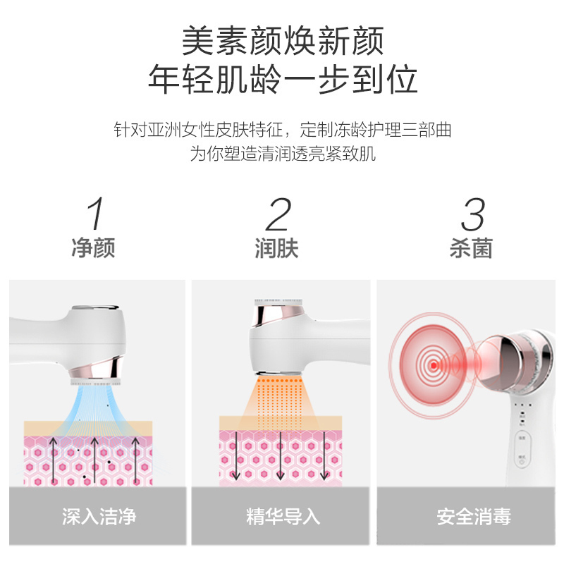 海尔(Haier)导入导出仪HD753-05美容仪硅胶电动洁面仪洗脸仪超声波导入仪润肤净颜杀菌洁面仪高清大图