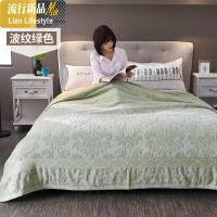 老式空调被纯棉毯子单人双人全棉毛毯毛巾薄款纱布被夏季毯空调毯三维工匠_840 【送方巾】100cmX120cm儿童款 波纹绿色
