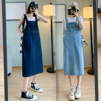 白色背心 S 小个子牛仔背带裙女夏季薄款高级感夏装后开叉连衣裙韩版百搭裙子