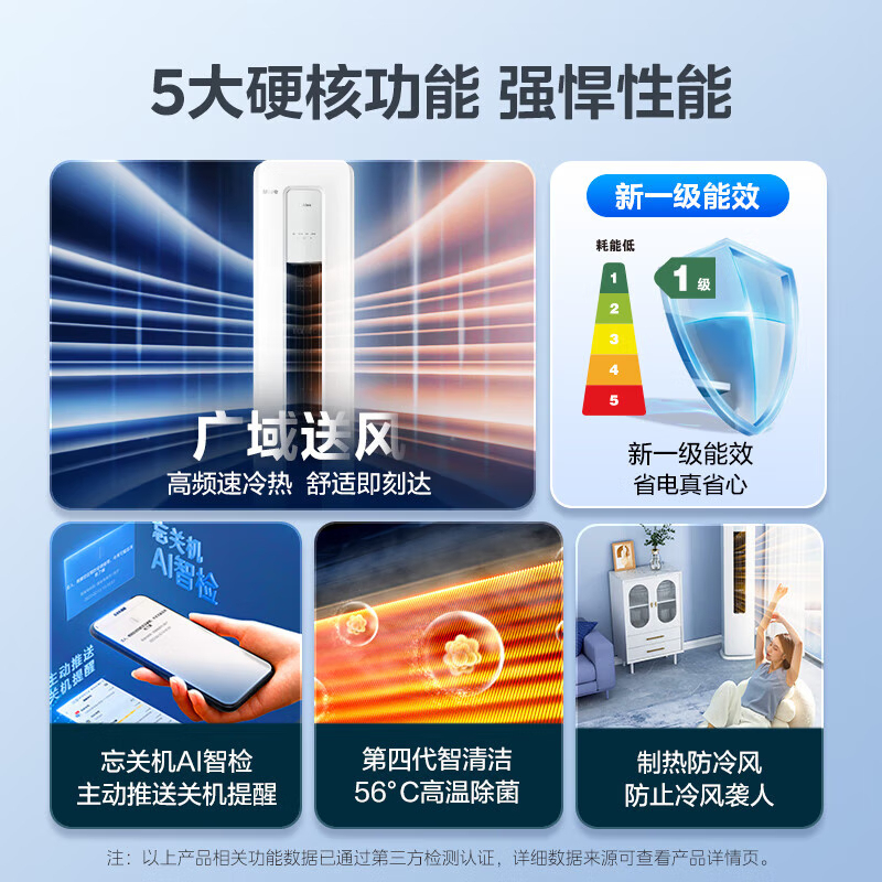 美的空调2匹/3匹酷省电 新一级能效变频冷暖客厅空调立式柜机独立除湿 2匹 一级能效 KFR-51LW/N8KS1-1