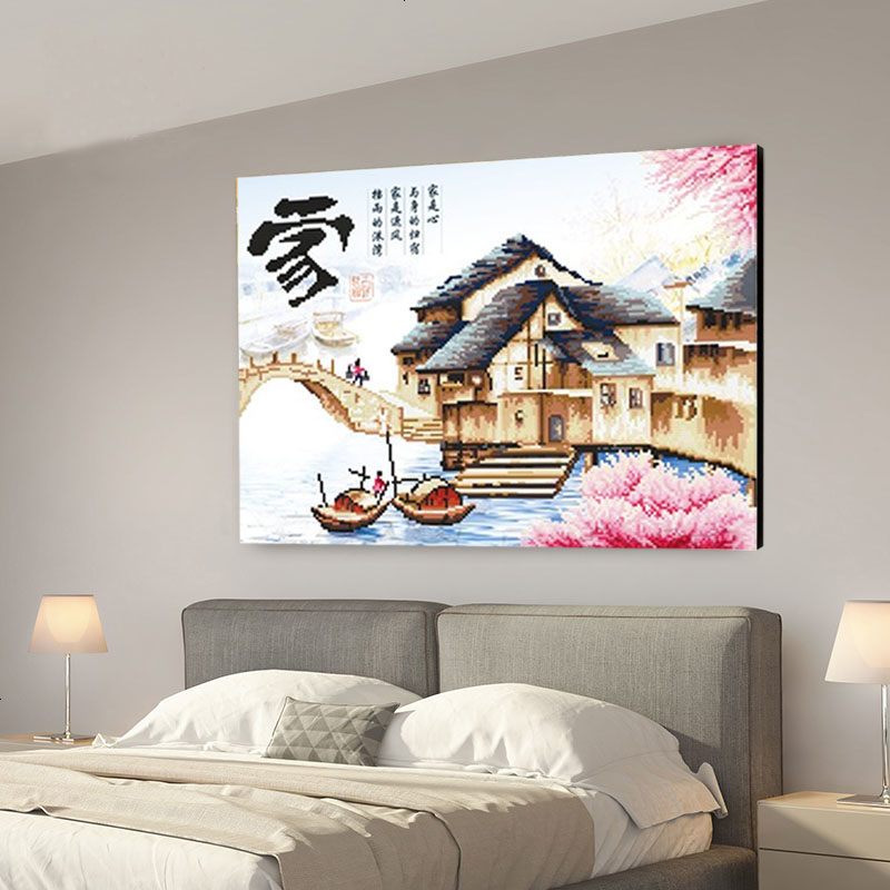 钻石画满钻家十字绣5d新款2017卧室客厅粘钻砖石秀小幅风景山水画
