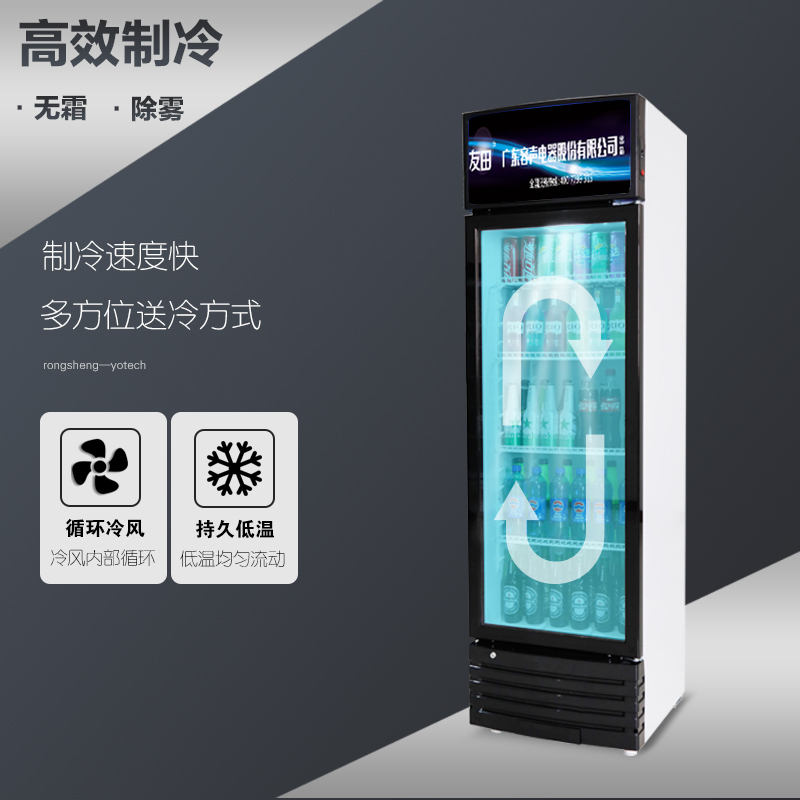 友田(YOUTIAN)商用展示柜 283升大容量立式单门双门冷藏展示柜 超市酒吧餐饮便利店饮料啤酒风冷保鲜柜LC-283
