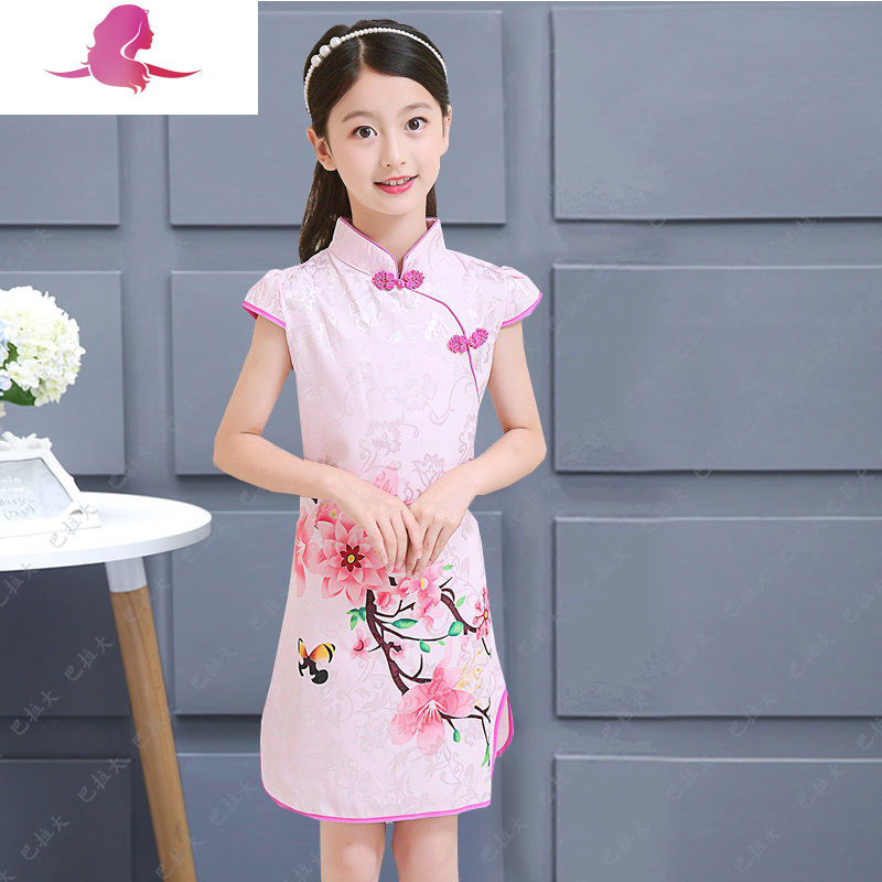 艳如飞儿童女孩修身女童古装旗袍裙子四5六七十10岁八7小女生夏装
