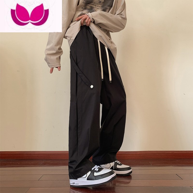 七斓美式裤子男夏季薄款潮牌百搭机能冲锋裤直筒宽松垂感痞帅休闲裤男