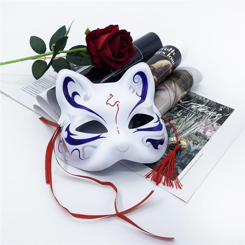 和风妖狐狸面具半脸化妆舞会唐猫diy手绘古风汉服cos猫脸
