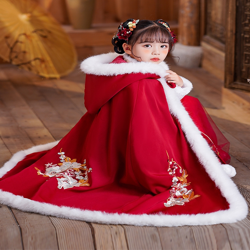 智扣汉服女童冬款古风儿童古装加厚过年冬季唐装中国风拜年服