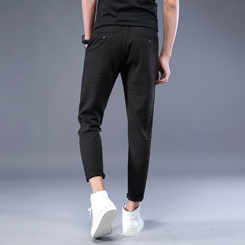 男式休闲裤春夏薄款潮流时尚百搭男装九分裤舒适透气运动裤子男心