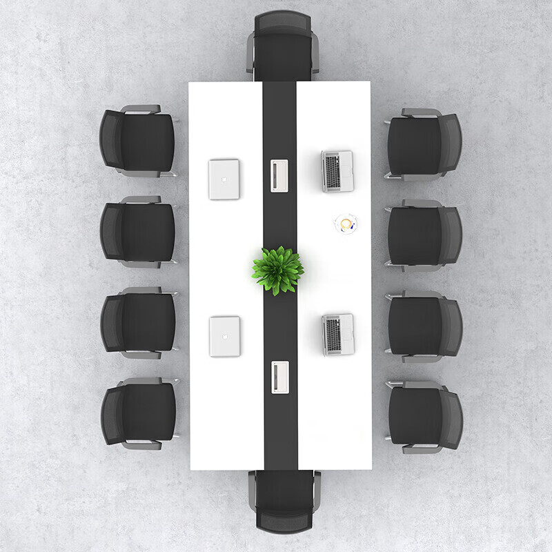 域赢会议桌员工长条培训桌板式办公桌现代简约洽谈钢架桌2.6米高清大图