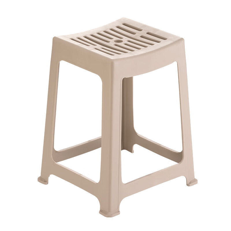 茶花(CHAHUA)塑料凳子 家用 条纹板凳高方凳子46.6cm A0838P 灰色、蓝色随机发一只装