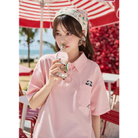 唐狮新款polo衫女夏季短袖t恤女纯棉内搭打底超好看上衣_633847 M 浅桃粉