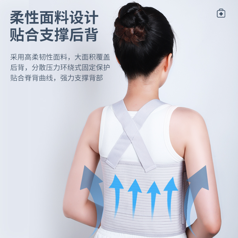 中量肋骨骨折固定带护胸腰绑带康复塑形胸椎护具心脏搭桥术后绷带高清大图