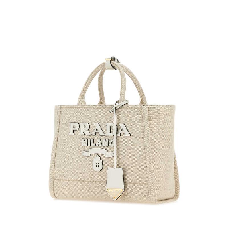 普拉达(PRADA)女士单肩包实用百搭配色亮眼手提斜挎布艺金色五金