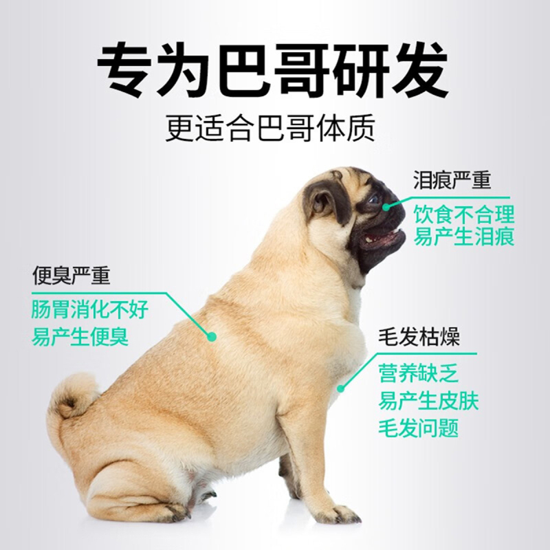 凯锐思巴哥狗粮八哥犬幼犬成犬专用巴哥犬狗粮小型犬靓毛2kg4斤