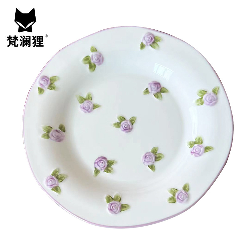梵澜狸浮雕玫瑰餐盘TA88 个高清大图