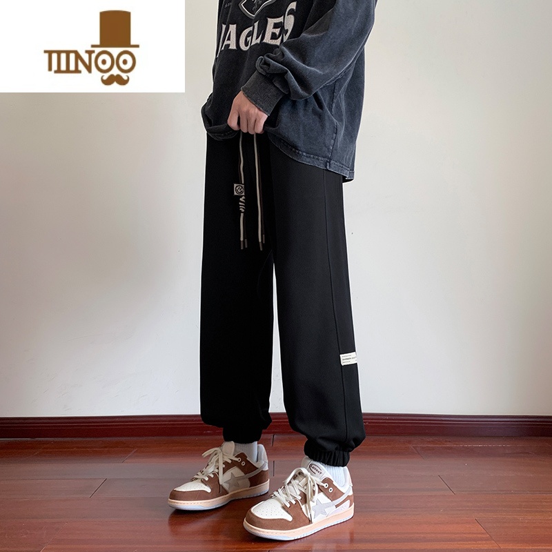 YANXU裤子男款夏季2023新款美式高街复古潮流工装百搭运动休闲束脚裤高清大图