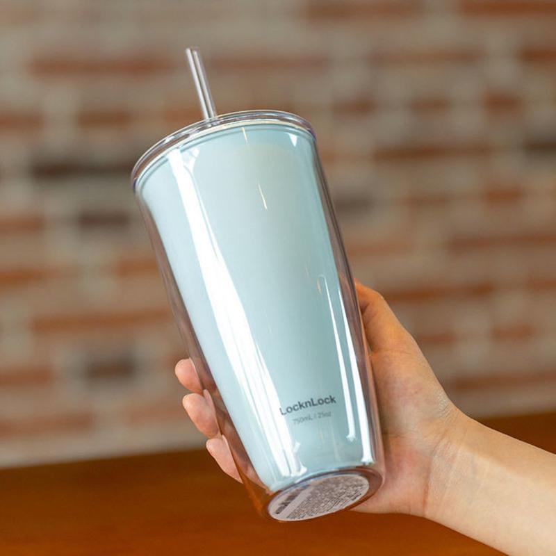 吸管杯大人韩版可爱少女杯子大容量塑料吸管水杯茶杯蒂芙尼蓝750ml