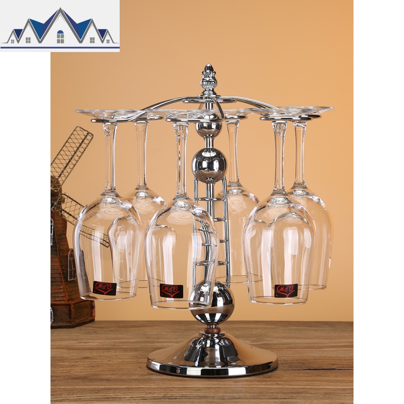 欧式红酒杯架摆件挂杯架子展示架高脚杯架红酒杯架倒挂家用六只装 三维工匠收纳层架高清大图