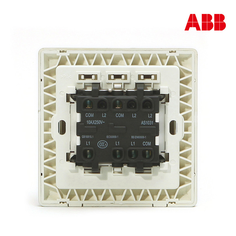 ABB开关插座 德逸珍珠金 三位/三联/三开单控开关面板AE103-PG