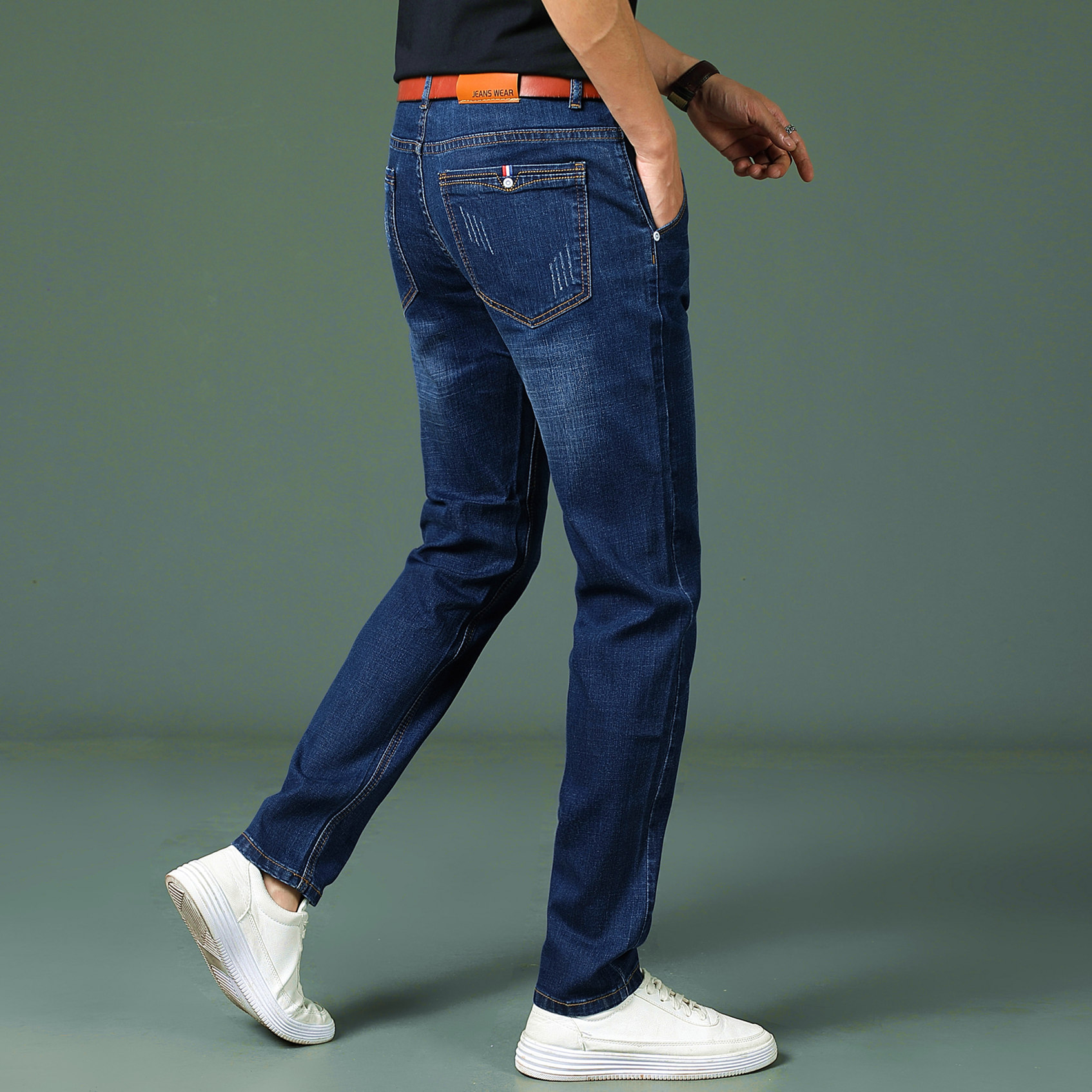 秋季男士牛仔裤厚款弹力耐磨修身直筒宽松休闲长裤子男百搭男牛仔裤