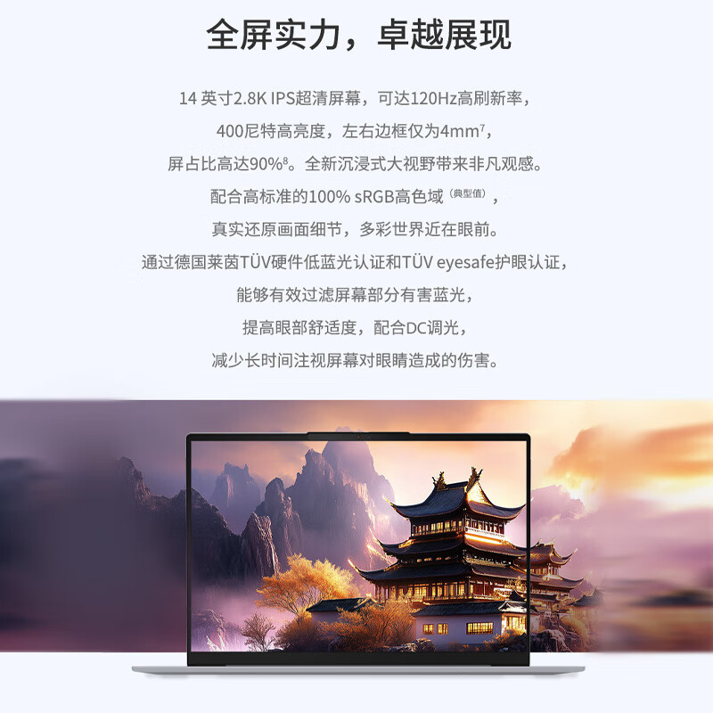 ThinkPad ThinkBook 14 8ECD 2025款14英寸大屏学生游戏娱乐商务办公笔记本电脑 2.8K高色域屏 定制UItra7-255H 64G内存 1T固态高清大图