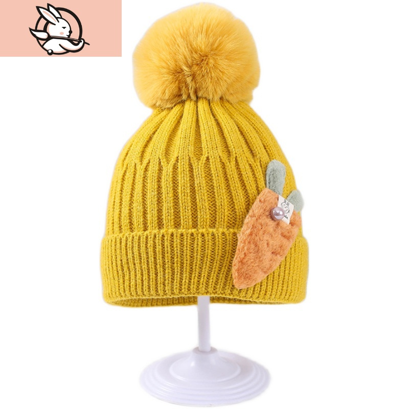 huayangtu儿童帽子秋冬季针织毛线帽小孩保暖宝宝加厚可爱男童女童