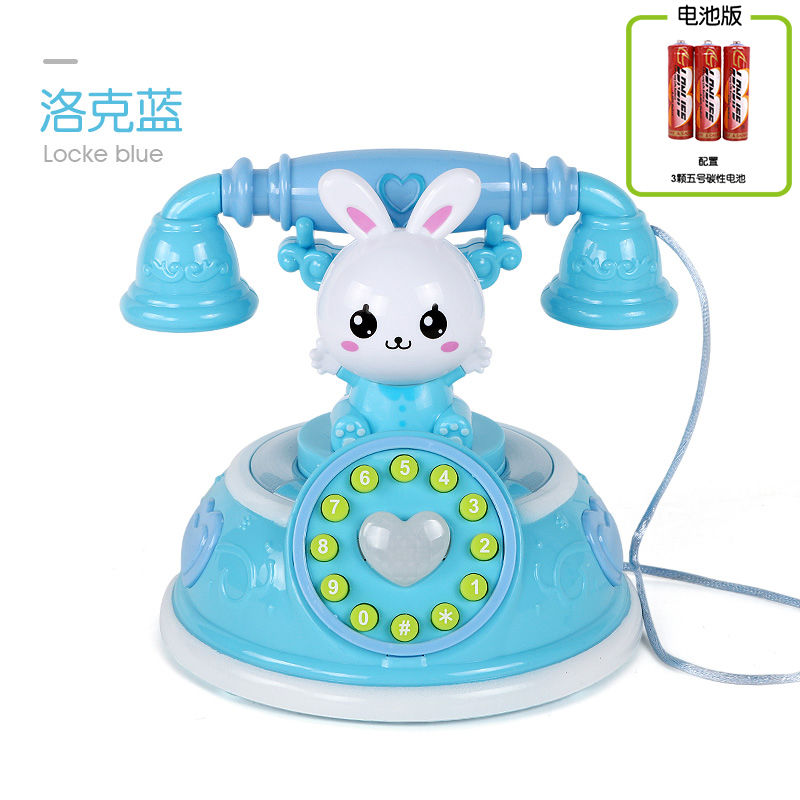 婴幼儿童兔子电话机6-12个月1-3岁手机音乐玩具宝宝早教认知|蓝色台式兔子电话机(电池版)