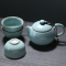 苏氏陶瓷 SUSHI CERAMICS 汝窑茶具巧把西施茶壶开片可养金线一壶三茶杯旅行功夫茶具套装送竹木茶盘