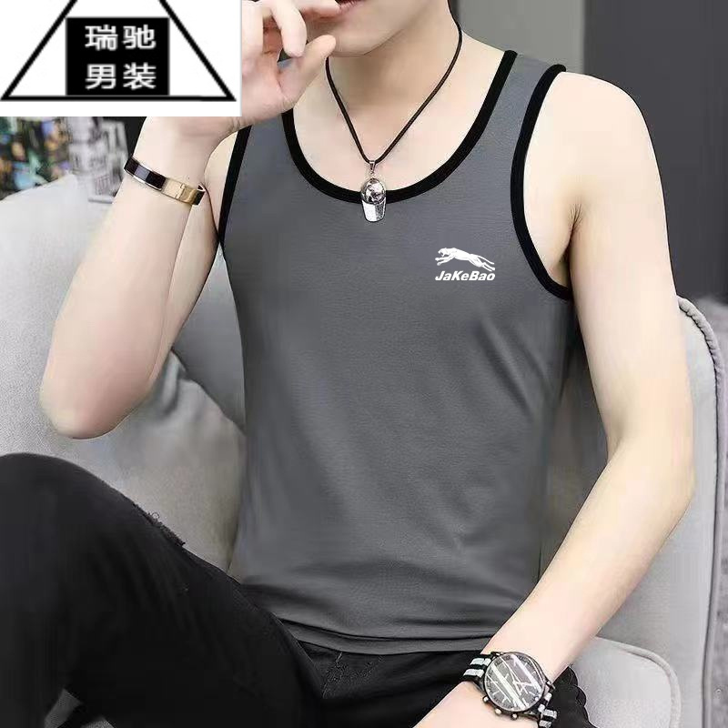 希杰狮王背心男士青年运动打底紧身汗衫健身宽肩吊带无袖马甲夏潮