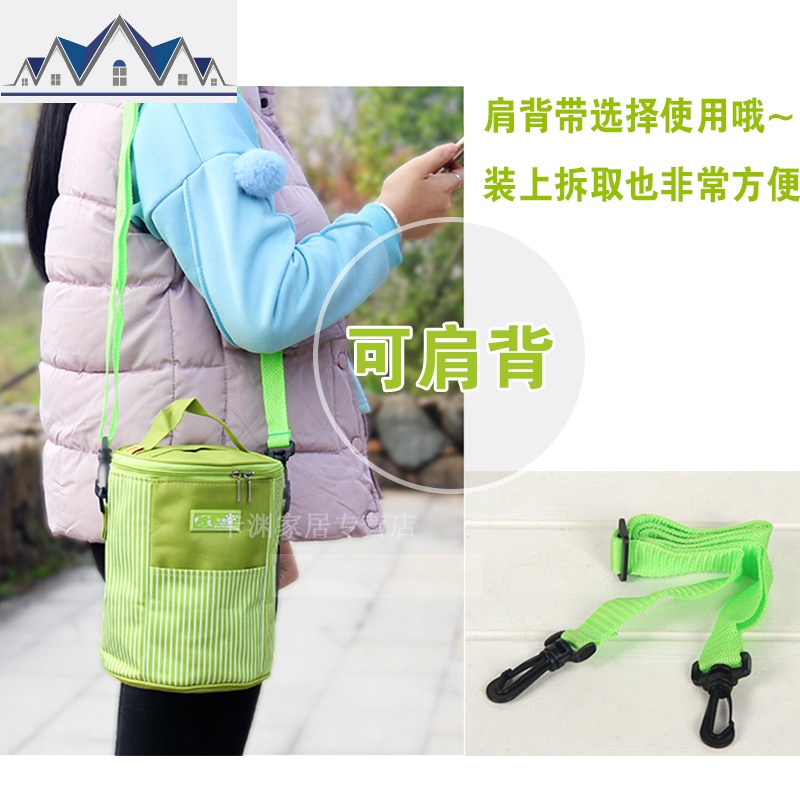 圆形大号保温饭盒袋铝箔饭盒包带饭手提保温包防水便当包保温桶袋 三维工匠收纳包高清大图