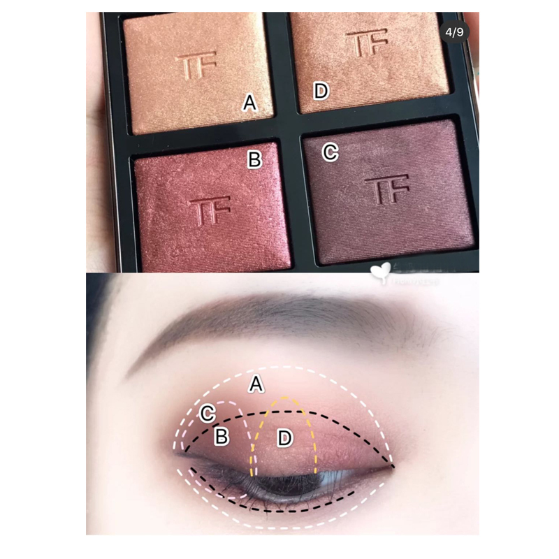 送眼影刷汤姆福特tomford幻魅四色眼影盘046gtf眼影蜜月红棕盘质地