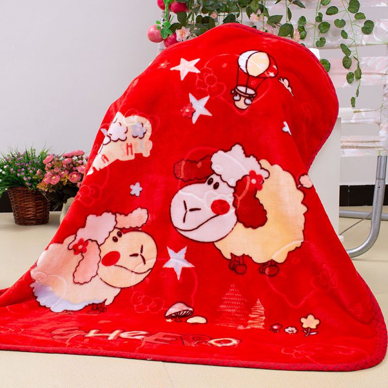 恋名媛儿童双层毛毯小毯子卡通午睡幼儿园推车秋冬抱被保暖加厚童毯