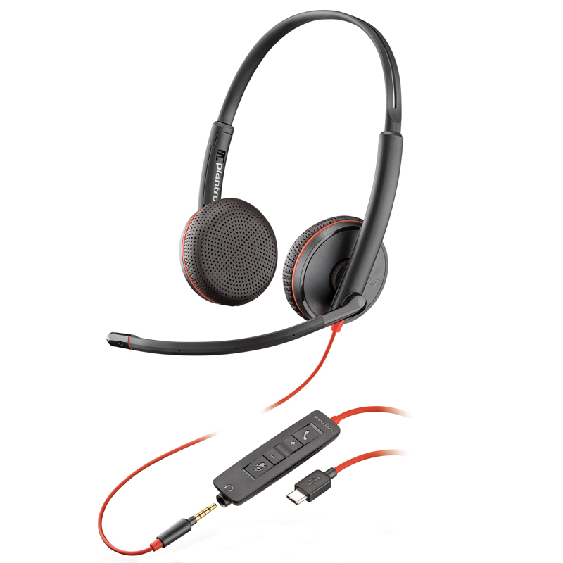 缤特力(Plantronics)C3225 USB-C双耳降噪耳机HIFI商务电话耳麦